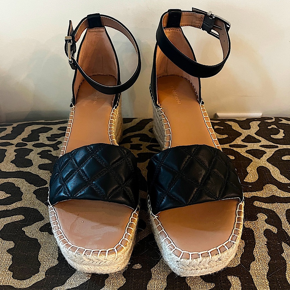 Nordstrom Carmen Quilted Espadrille Platform Wedge Sandals, Black